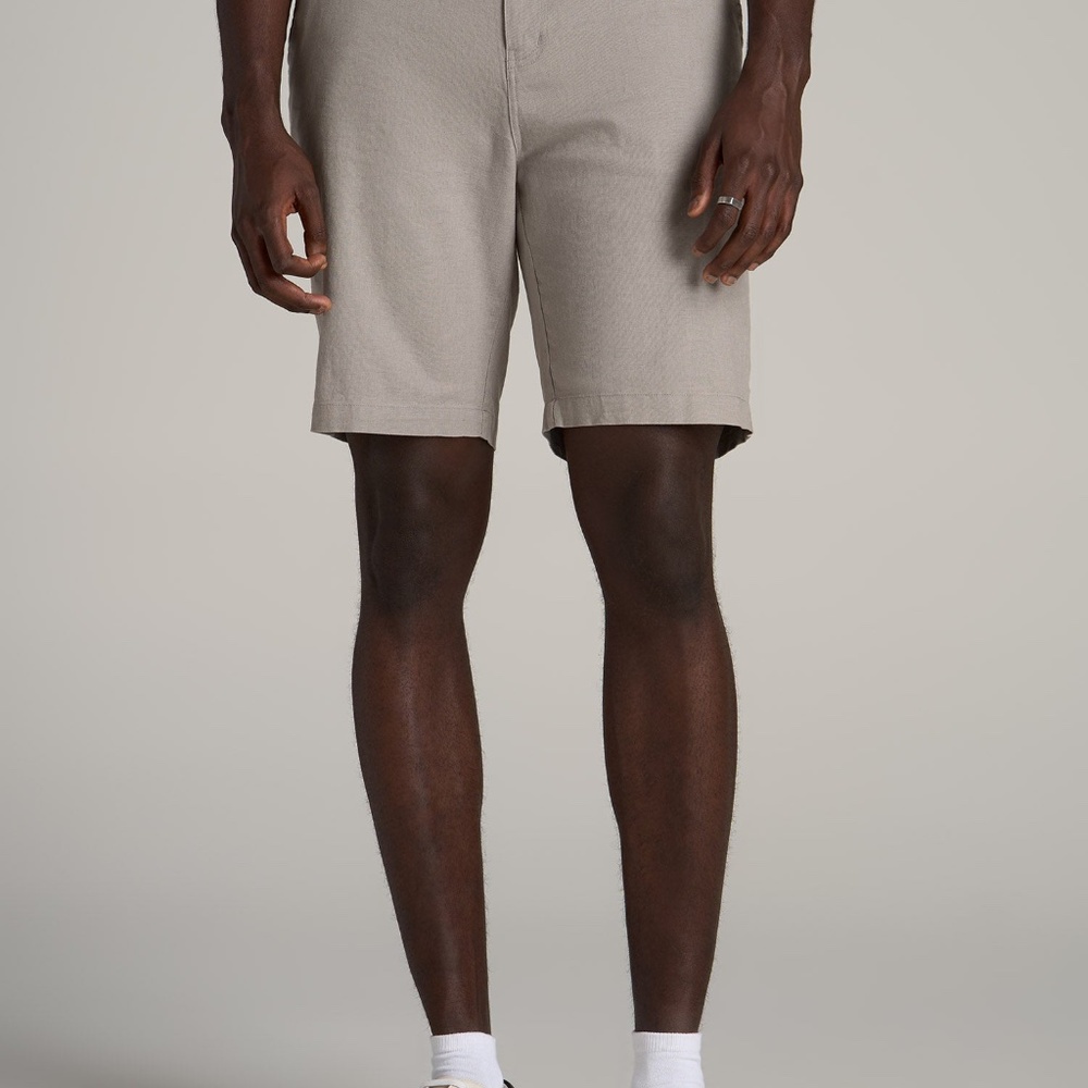 American Tall Linen Shorts For Tall Men in Driftwood Brown Size 3030 / Tall / Dr